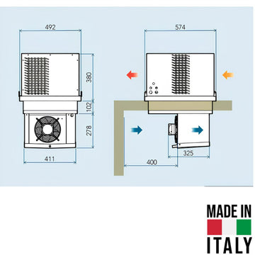 Agregat monobloc Sicaf Italy CMK150 - dimensiuni montaj