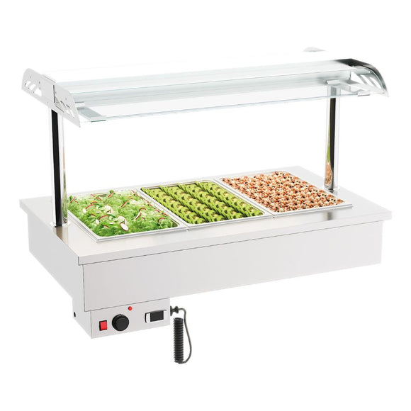 Bufet cald bain-marie, 3 GN 1/1, de incastrat in blat, cu iluminare, 1,2 kW