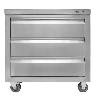 Masa mobila din inox cu trei sertare 80x60xH85 cm - 0