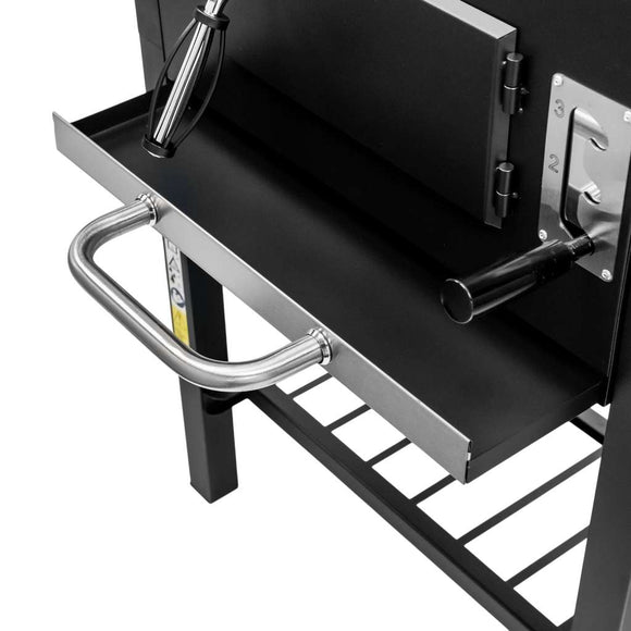 Grill de gradina pe carbune cu capac si gratar emailat 2x masuta laterala 42x30 cm