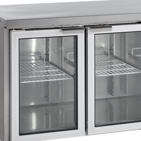 Masa refrigerata inox cu 2 usi cu sticla, temperatura +2 to +10°C, clasa energetica B - 0