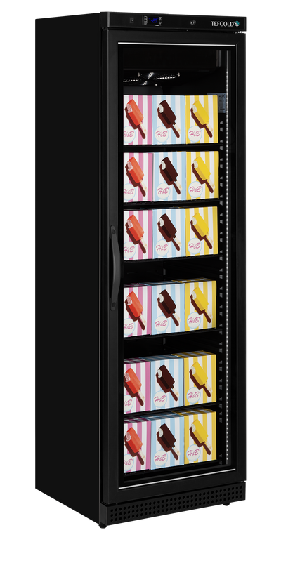 Vitrina congelare negru, 340 l, -24/-10°C, 1 ușă de sticla, racire ventilat, iluminare LED, putere 0.3 kW, clasa energetica C