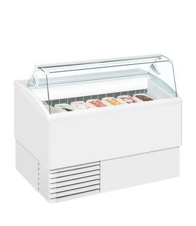 Vitrina inghetata ISETTA 7ST, expunere 7 cuve, alb, -16/-14 °C, racire statica, iluminare LED, 820W, clasa energetica B