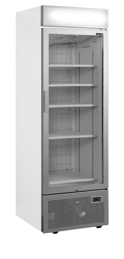 UFSC1450GCP NF Silver-Otel vopsit alb, 440 l, -22 la -12, 1 ușă din sticlă cu închidere automată și încălzire, Ventilat, LED, 700 W, C