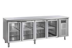 Masa refrigerata inox cu 4 usi cu sticla, temperatura +2 to +10°C, clasa energetica B