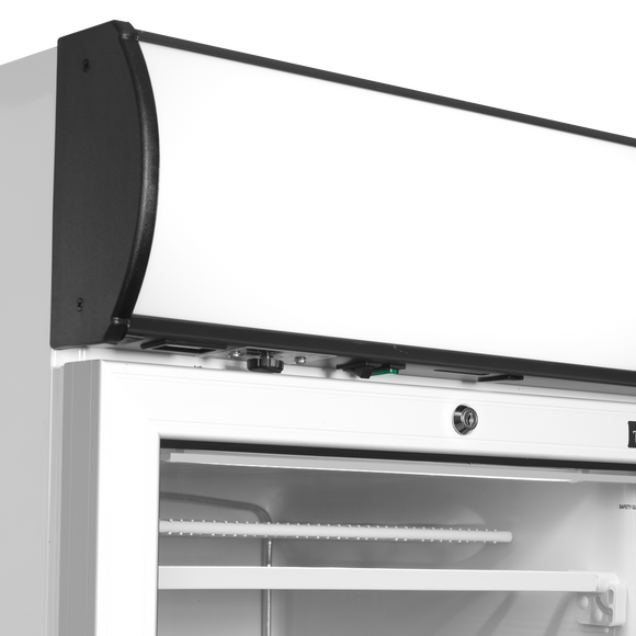 UFFS371GCP-Alb, 270 l, -24 la -14, 1 usa de sticla cu balama incalzita, Static, LED, 570 W, C