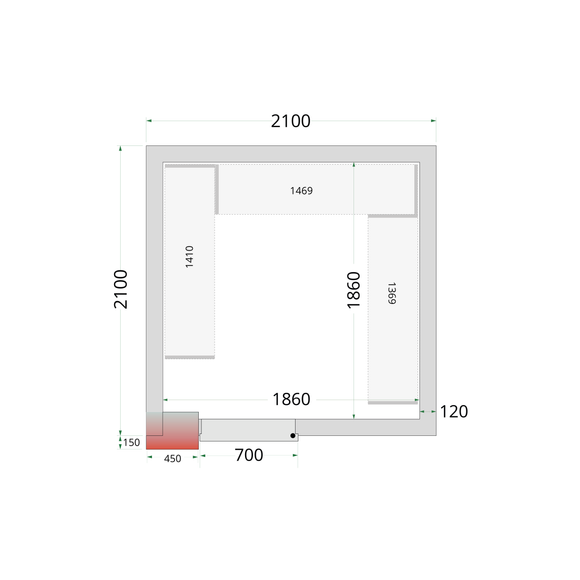 Kit sistem de rafturi Tefcold pentru camera frigorifica CRNF2121