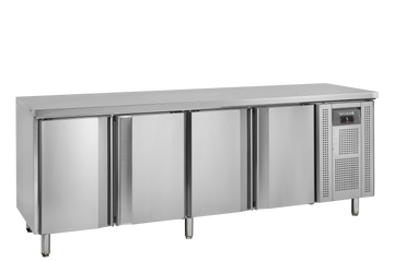 Masa refrigerata inox 4 usi varianta A Tefcold – masă frigorifică inox pentru bucătărie profesională restaurant și HoReCa
