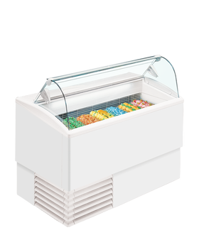 Vitrina inghetata ISETTA 7LX, expunere 7 cuve,  alb, -16/-14 °C, racire statica, iluminare LED, 820W, clasa energetica B