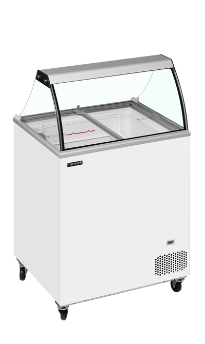 Vitrina inghetata la cornet Tefcold IC202SC-SO, 155 l, protectie igienica din sticla curbata