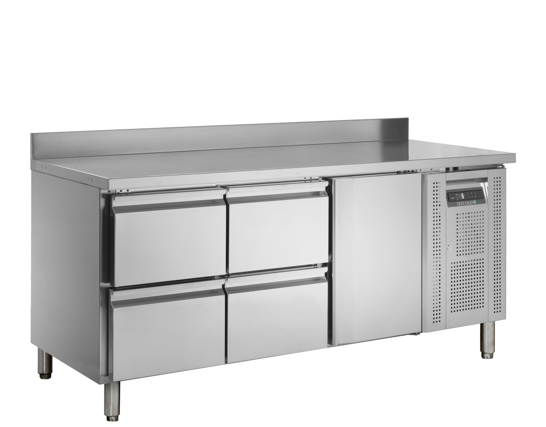 Masa refrigerata inox cu 1 usa si 4 sertare, temperatura -2 to +10°C, clasa energetica B