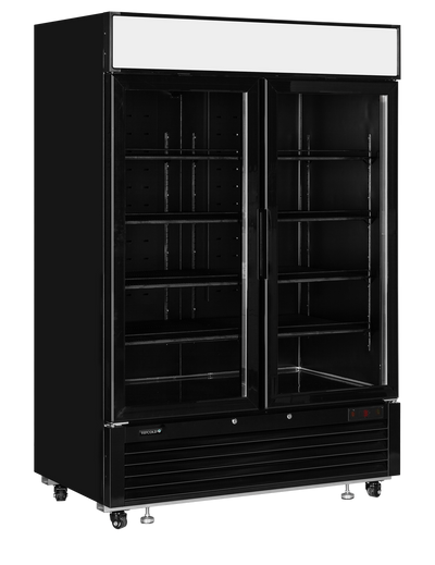 Vitrina frigorifica Tefcold LGC5000B, 922 l, doua usi din sticla si copertina iluminata LED