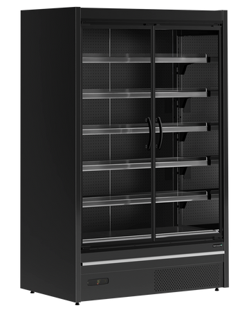 Raft frigorific supermarket Tefcold MDCA1250HB, 740 l, doua usi din sticla si polite inclinabile