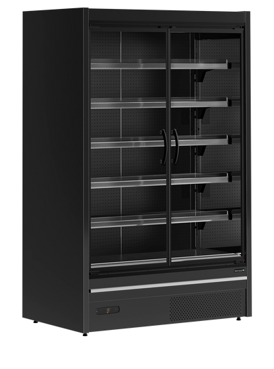 Raft frigorific supermarket Tefcold MDCA1250HB, 740 l, doua usi din sticla si polite inclinabile