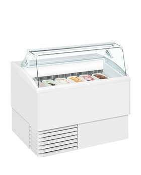 Vitrina inghetata ISETTA 6ST, expunere 6 cuve, alb, -16/-14 °C, racire statica, iluminare LED, 810W, clasa energetica B