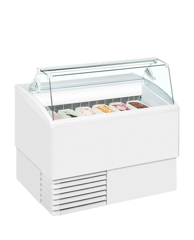 Vitrina inghetata ISETTA 6ST, expunere 6 cuve, alb, -16/-14 °C, racire statica, iluminare LED, 810W, clasa energetica B