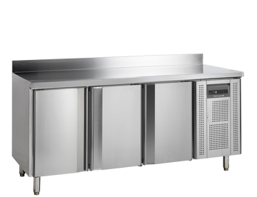 Masa refrigerata inox 3 usi varianta compacta Tefcold – masă frigorifică inox pentru bucătărie profesională restaurant și HoReCa