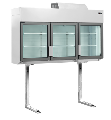 Raft frigorific de perete Tefcold MTF210 VS, 628 l, trei usi din sticla incalzita