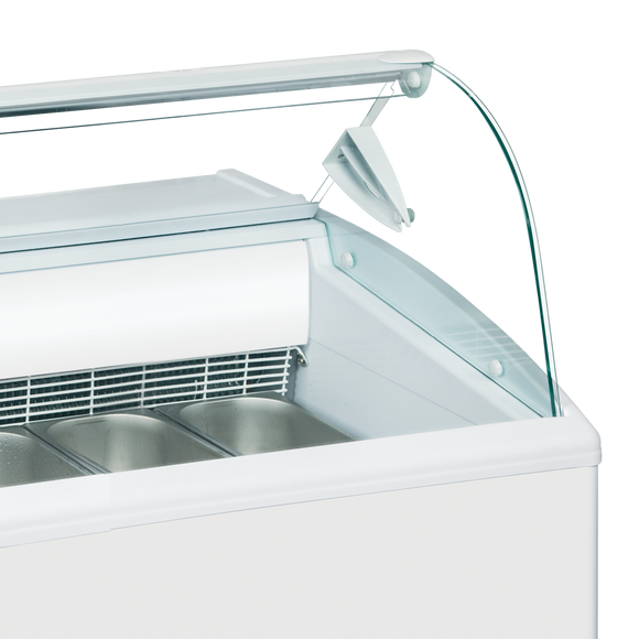 Vitrina inghetata ISETTA 4LX, expunere 4 cuve, alb, -16/-14 °C, racire statica, iluminare LED, 810W, clasa energetica B