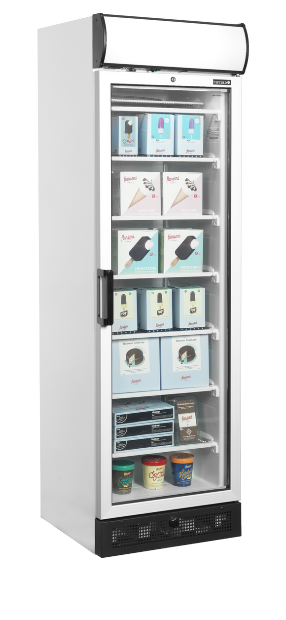 UFFS371GCP-Alb, 270 l, -24 la -14, 1 usa de sticla cu balama incalzita, Static, LED, 570 W, C