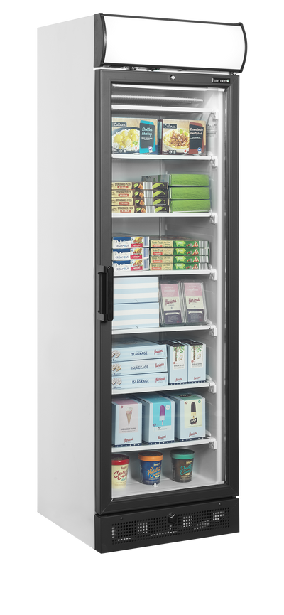 UFSC371GCP-Alb, N/A, -24 to -14 °C, 1 usa din sticla cu balama incalzita, Statica, N/A, N/A, C - 0