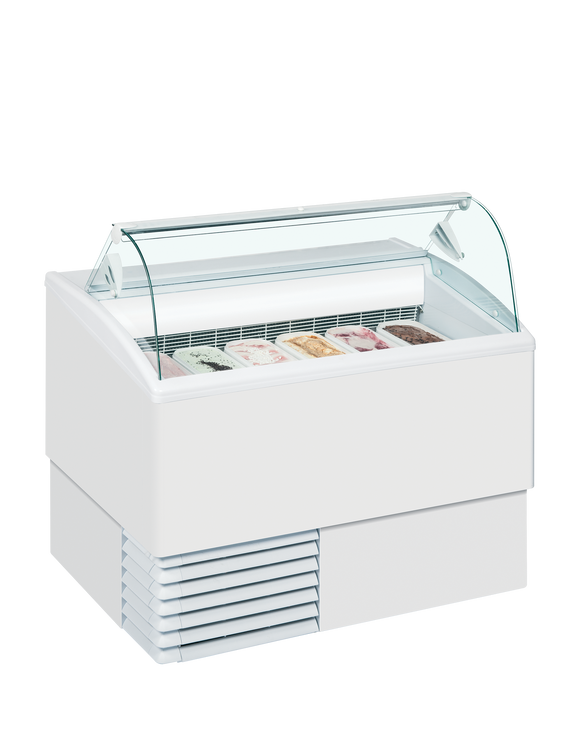 Vitrina inghetata ISETTA 6LX, expunere 6 cuve, alb, -16/-14 °C, racire statica, iluminare LED, 810W, clasa energetica B