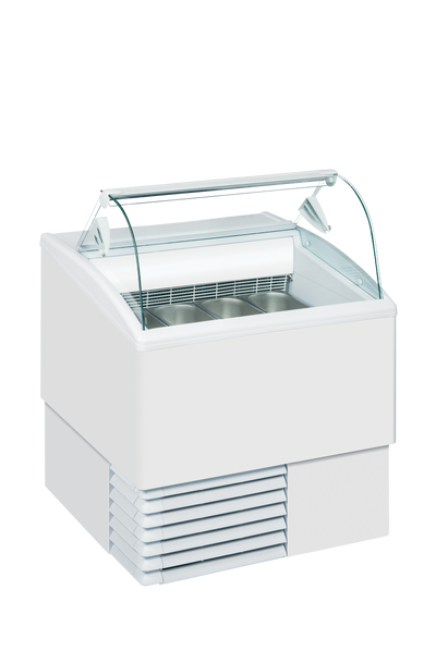 Vitrina inghetata ISETTA 4LX, expunere 4 cuve, alb, -16/-14 °C, racire statica, iluminare LED, 810W, clasa energetica B