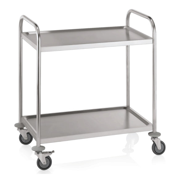 Gheridon inox cu 2 polite, 85 x 53 x H95 cm