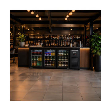 Vitrina frigorifica bar 3 usi sticla neagra Combisteel - vedere din unghi