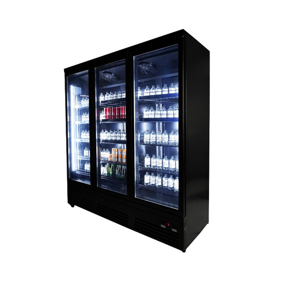 Vitrina frigorifica 3 usi sticla negru CEB-1600R Combisteel - detaliu rotile