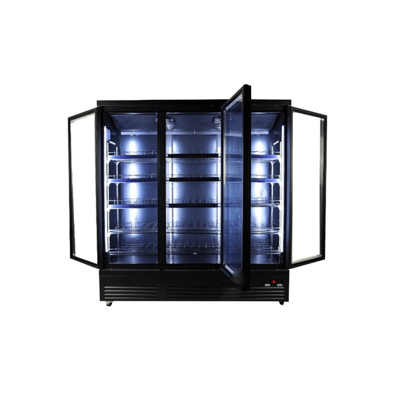 Vitrina frigorifica 3 usi sticla negru CEB-1600R Combisteel - detaliu usa sticla