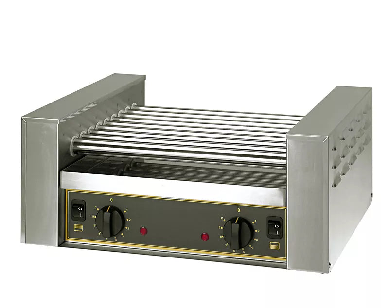 Masina de prajit carnati, hot-dog cu 9 cilindri, 1,1 kw, 230v, capacitate comerciala pentru unitati de alimentatie publica