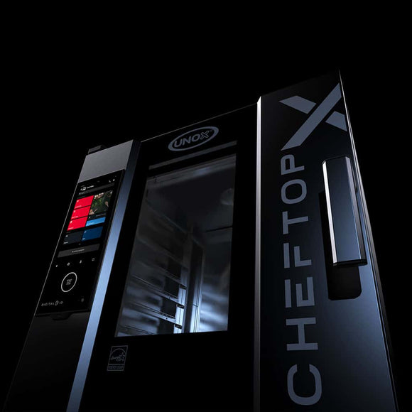 Cuptor UNOX pentru bucătărie CHEFTOP-X 6 tăvi GN 1/1 alimentare gaz comenzi digitale Digital.ID — balama stânga cu Ethernet