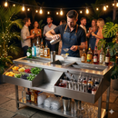 Cockatil bar station inox, 2 cuve de gheata divizate, 1 spalator, 160 cm latime-1