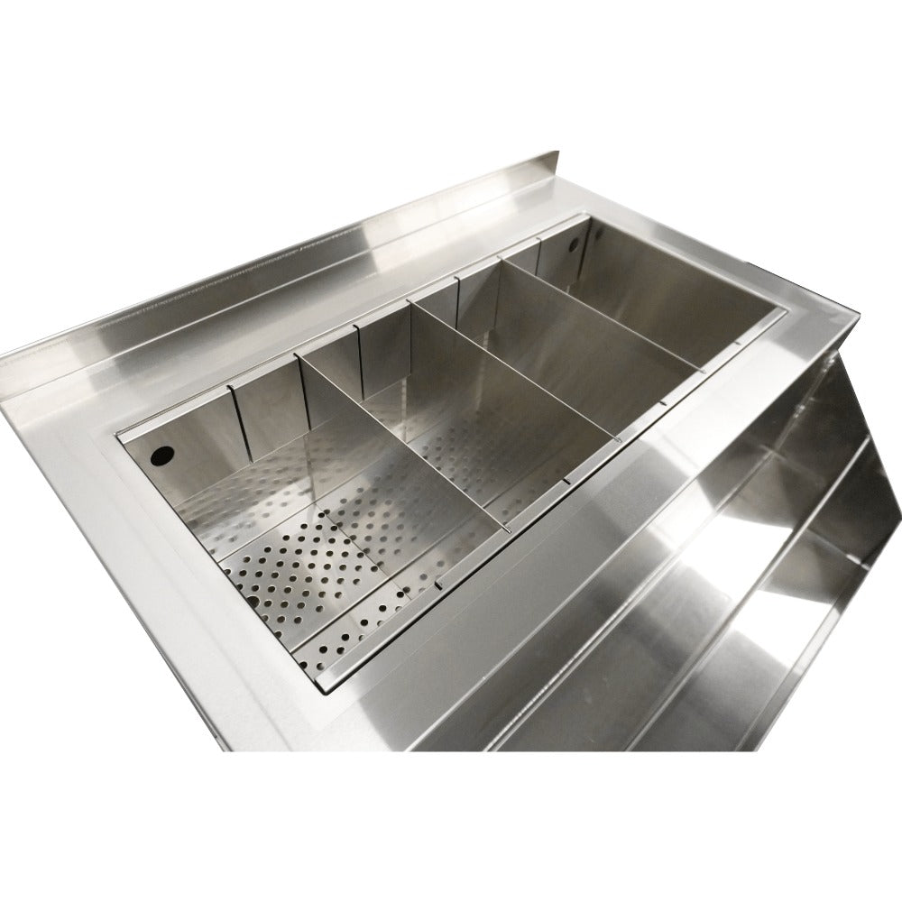 Cocktail bar station inox, 90 cm, cuva gheata, speed rack dublu.