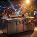 Statie cocktail bar inox, baza refrigerata, spalator + clatitor pahare, cuva divizata pentru gheata, speed rack, cuva ingrediente, tocator si pubela-1