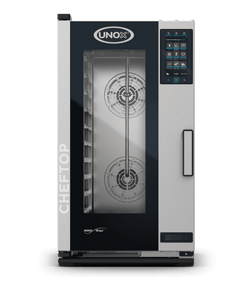 Cuptor UNOX pentru bucatarie CHEFTOP MIND.Maps PLUS COMPACT 10 tavi GN 1/1 alimentare electrica comenzi digitale PLUS — balama stanga