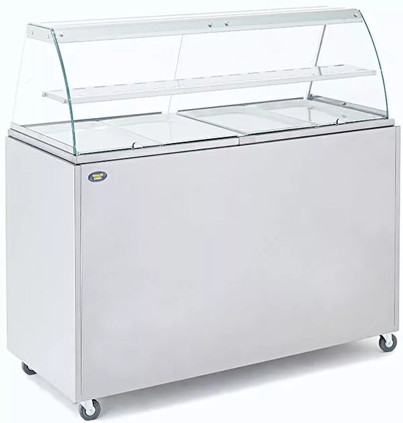 Carucior mobil din otel inoxidabil pentru vitrina bain-marie BMV 4 - capacitate 4 GN 1/1, dimensiuni 140x615x920mm