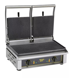 Presa grill din fonta, pentru hamburgeri si fripturi cu suprafata de gatit 535x240mm si putere 4kw
