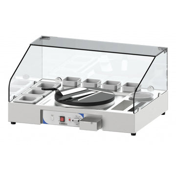 Stand clatite / crepes, Ø clatite 40 cm, cu 7 boluri portelan albe. 2,7 kW, 230 V - 0