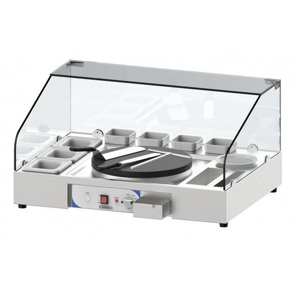 Stand clatite / crepes, Ø clatite 40 cm, cu 7 boluri portelan albe. 2,7 kW, 230 V