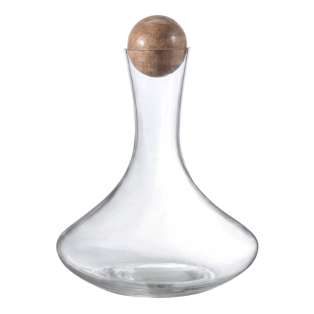 Decantor vin 1,5 Litri, sticla, Ø19 x H23 cm cu dop lemn - eurogastro.ro