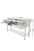 Cockatil bar station inox, 2 cuve de gheata divizate, 1 spalator, 160 cm latime-2