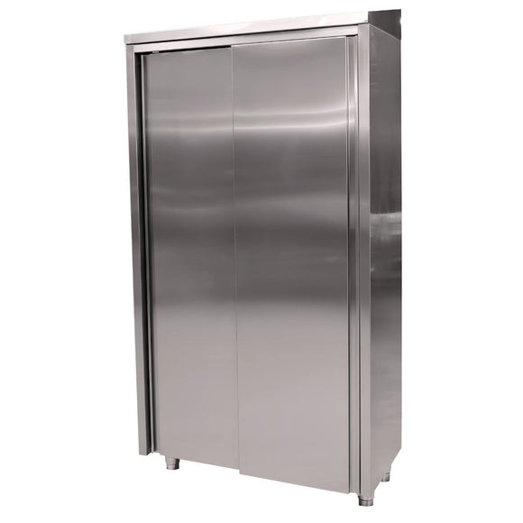 Dulap verical inox cu 3 polite, 100x50xH200 cm, usi culisante