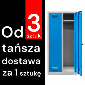 Dulap BHP pentru haine angajati 2 usi S-80 cm gri/albastru front livrare pe palet