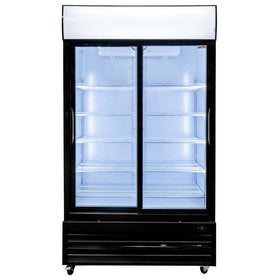 Vitrina frigorifica 2 usi 706L RICO i112 iluminare LED plafon superior publicitar iluminat usi glisante