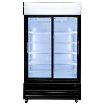 Vitrina frigorifica 2 usi 706L RICO i112 iluminare LED plafon superior publicitar iluminat usi glisante