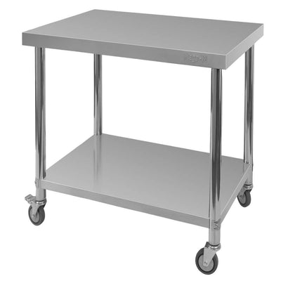 Masa mobila din inox cu polita, 80x60xH85 cm