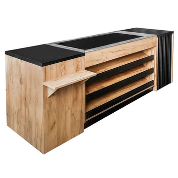 Tejghea pentru casa de marcat cu banda automata 250x64xH92 cm, stejar kraft/negru, imagine 2