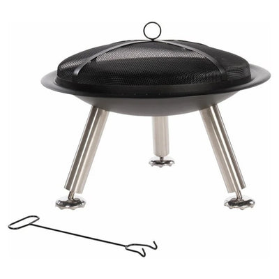 Focar de gradina RedFire Chicago negru, cu vas larg, plasa bombata si picioare din inox, vatraiul alaturi